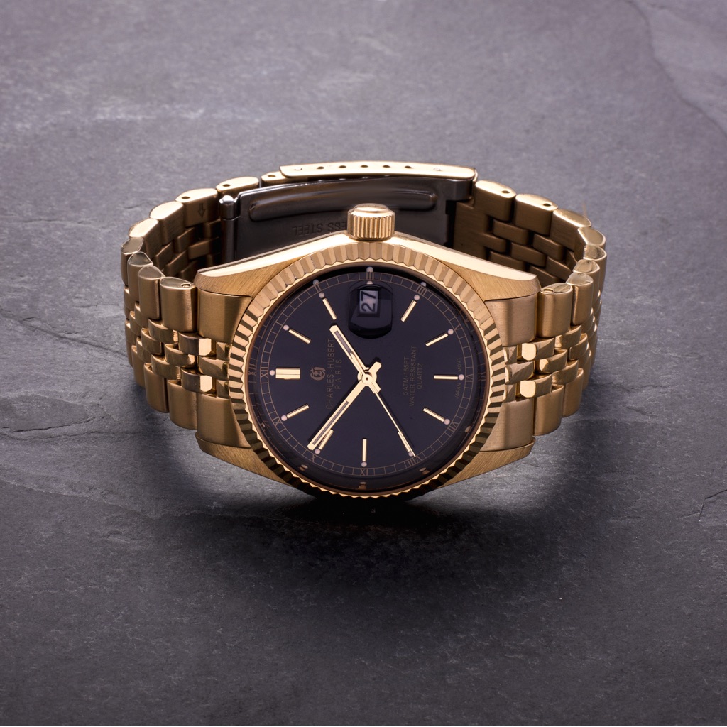 Datejust Steel Yellow IpPlated Brushed  Polished Black Dial 36mm Mens Watch